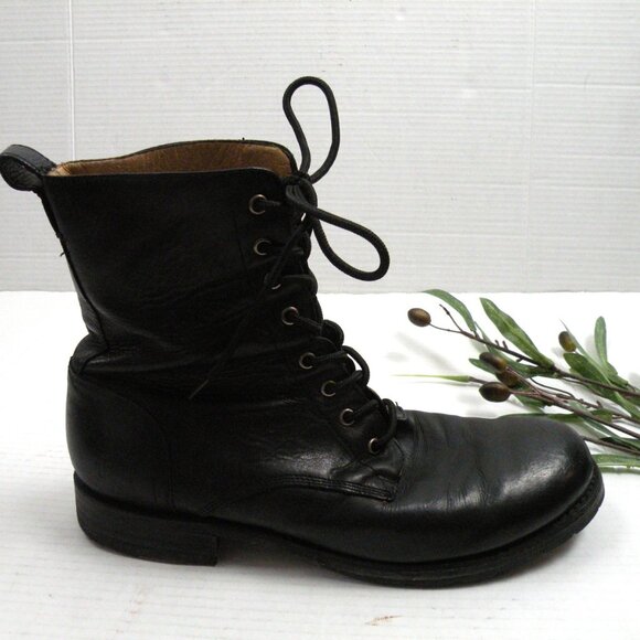 FRYE Sutton Engineer Black Lace up Boots 11 - Picture 3 of 11